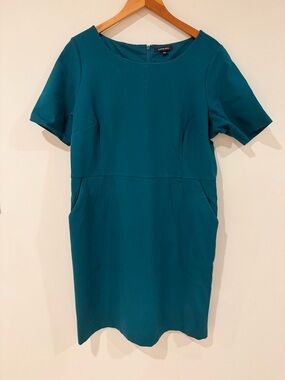 Teal Short-Sleeve Sheath Dress